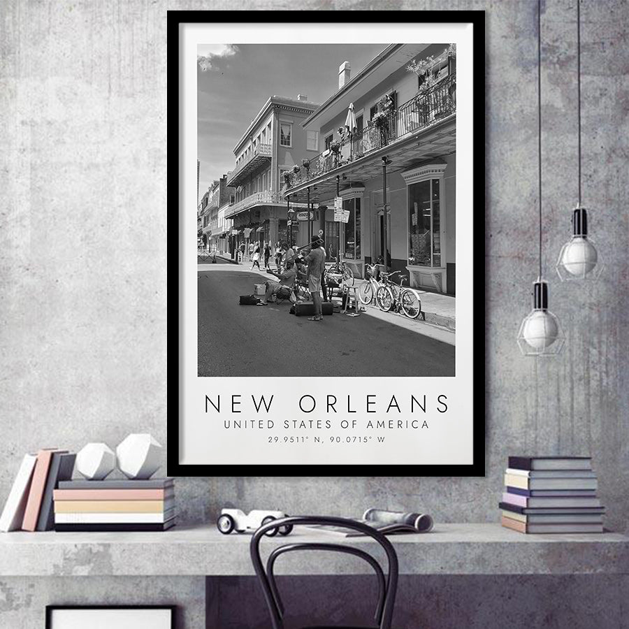 New Orleans Print Black And White Art Framed Art Prints Wall Art Decor, Framed Picture