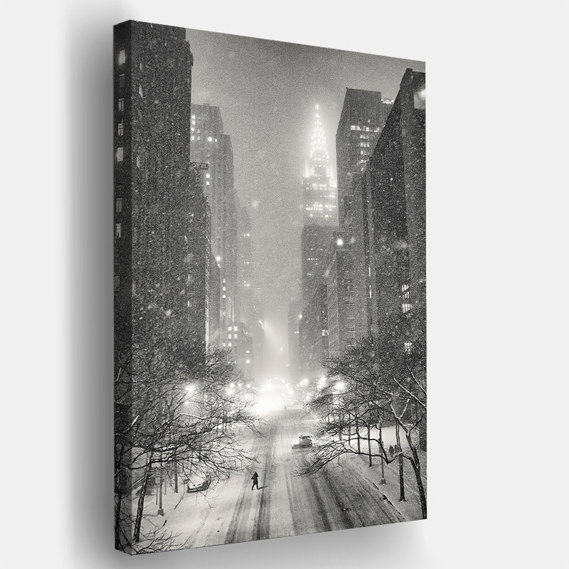 New York City Winter Night Overlooking The Chrysler Building Canvas Wall Art - Canvas Prints, Prints for Sale, Canvas Painting