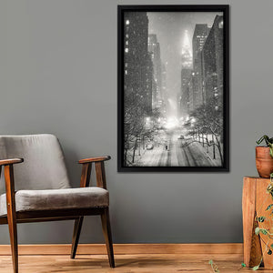 New York City Winter Night Framed Canvas Wall Art - Framed Prints, Prints for Sale, Canvas Painting