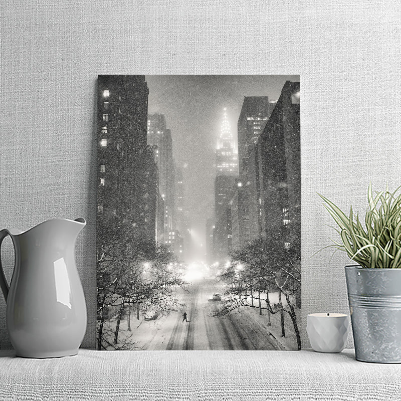 New York City Winter Night Overlooking The Chrysler Building Canvas Wall Art - Canvas Prints, Prints for Sale, Canvas Painting