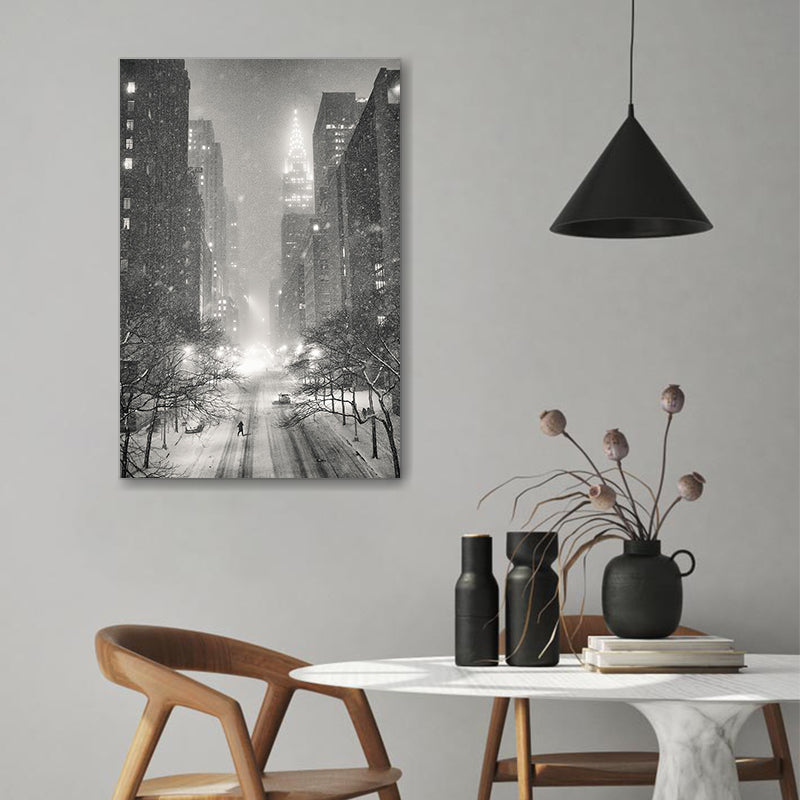 New York City Winter Night Overlooking The Chrysler Building Canvas Wall Art - Canvas Prints, Prints for Sale, Canvas Painting