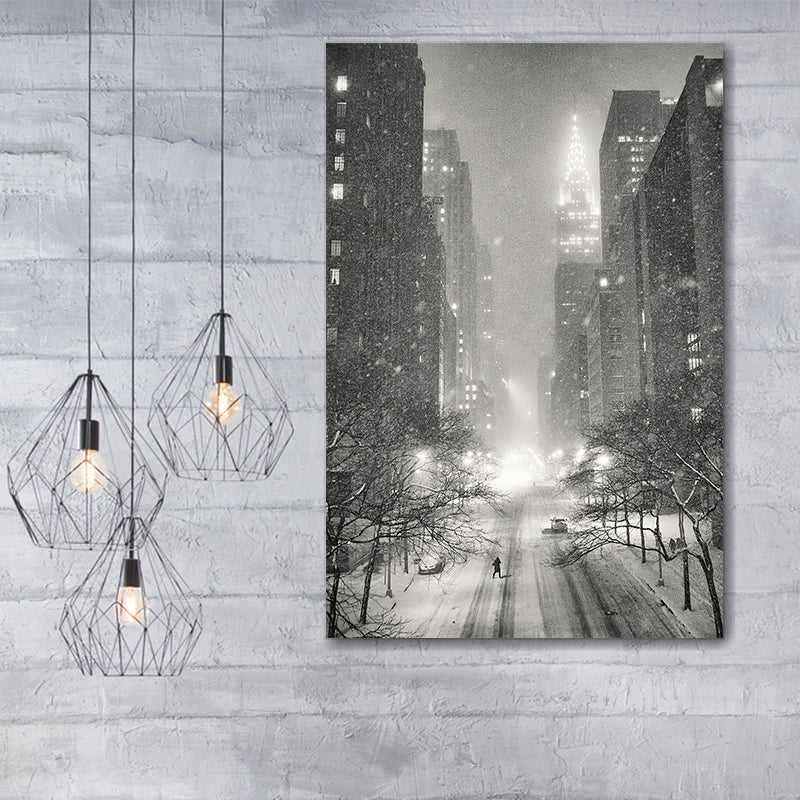New York City Winter Night Overlooking The Chrysler Building Canvas Wall Art - Canvas Prints, Prints for Sale, Canvas Painting