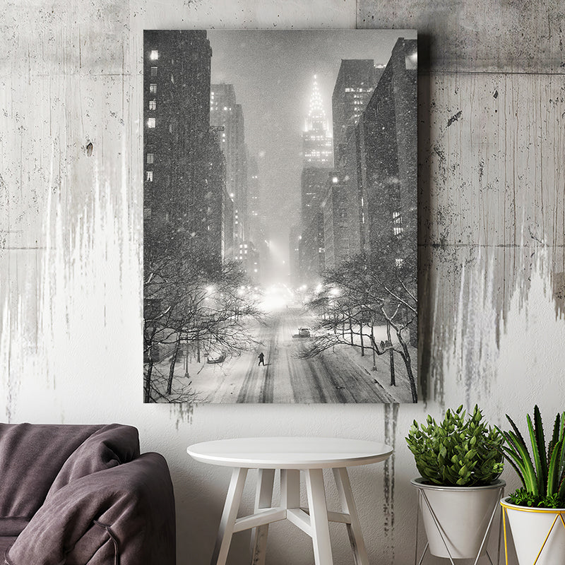 New York City Winter Night Overlooking The Chrysler Building Canvas Wall Art - Canvas Prints, Prints for Sale, Canvas Painting
