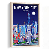 New York City NY Art V1, Large Canvas, Framed Canvas Print Wall Art Home Decor, Floating Frame
