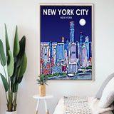 New York City NY Art V1, Large Canvas, Framed Canvas Print Wall Art Home Decor, Floating Frame