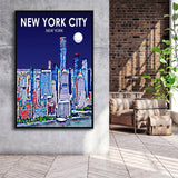 New York City NY Art V1, Large Canvas, Framed Canvas Print Wall Art Home Decor, Floating Frame