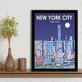 New York City NY Art V1, Large Canvas, Framed Canvas Print Wall Art Home Decor, Floating Frame