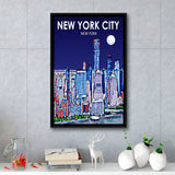 New York City NY Art V1, Large Canvas, Framed Canvas Print Wall Art Home Decor, Floating Frame