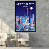 New York City NY Art V1, Large Canvas, Framed Canvas Print Wall Art Home Decor, Floating Frame