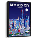 New York City NY Art V1, Large Canvas, Framed Canvas Print Wall Art Home Decor, Floating Frame
