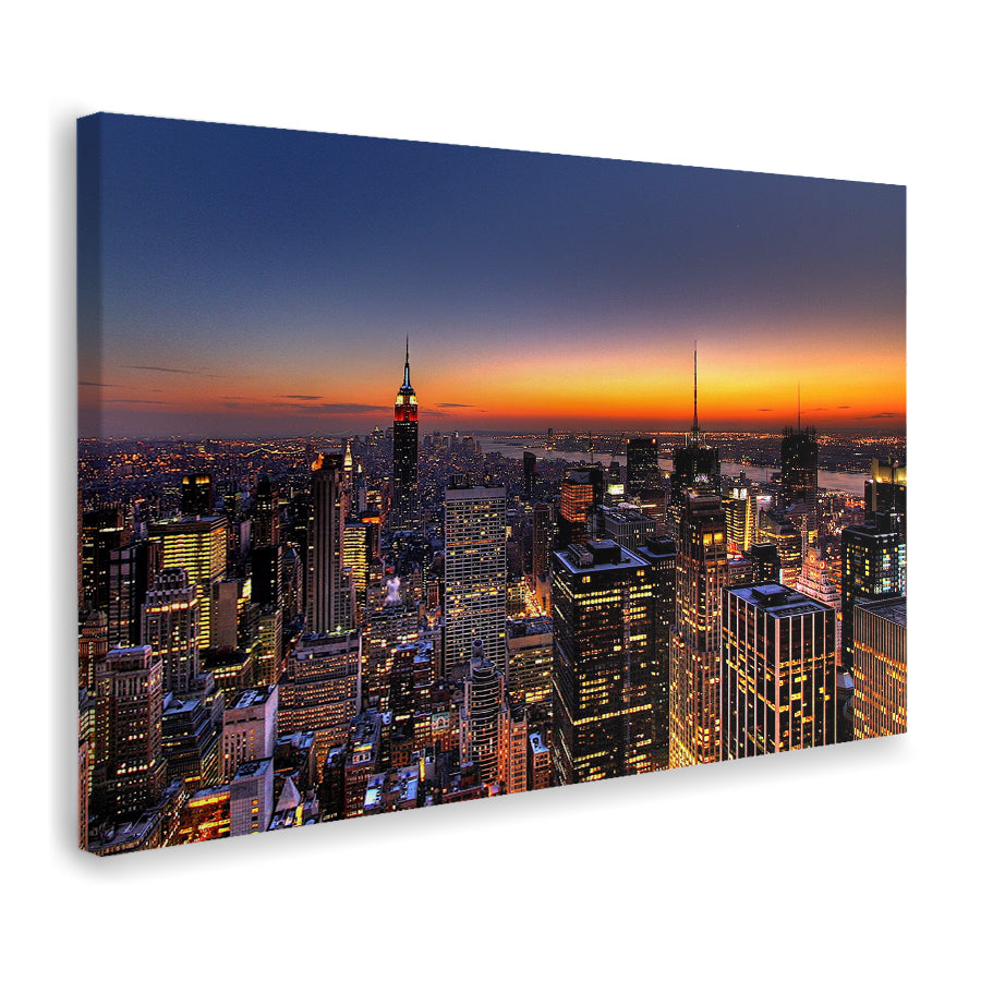 New York City Skyline Sunset Canvas Wall Art - Canvas Prints, Prints for Sale, Canvas Painting, Canvas On Sale