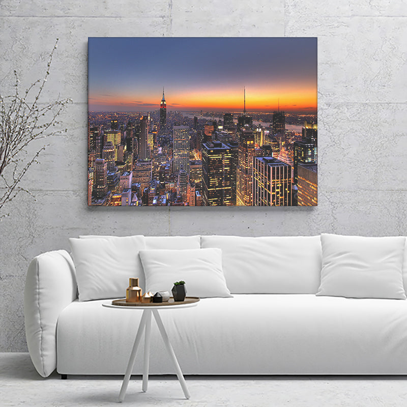 New York City Skyline Sunset Canvas Wall Art - Canvas Prints, Prints for Sale, Canvas Painting, Canvas On Sale