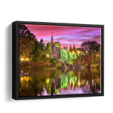 New York City At Belvedere Castle During An Autumn Twilight Framed Canvas Wall Art - Framed Prints, Canvas Prints,For Sale, Canvas Painting