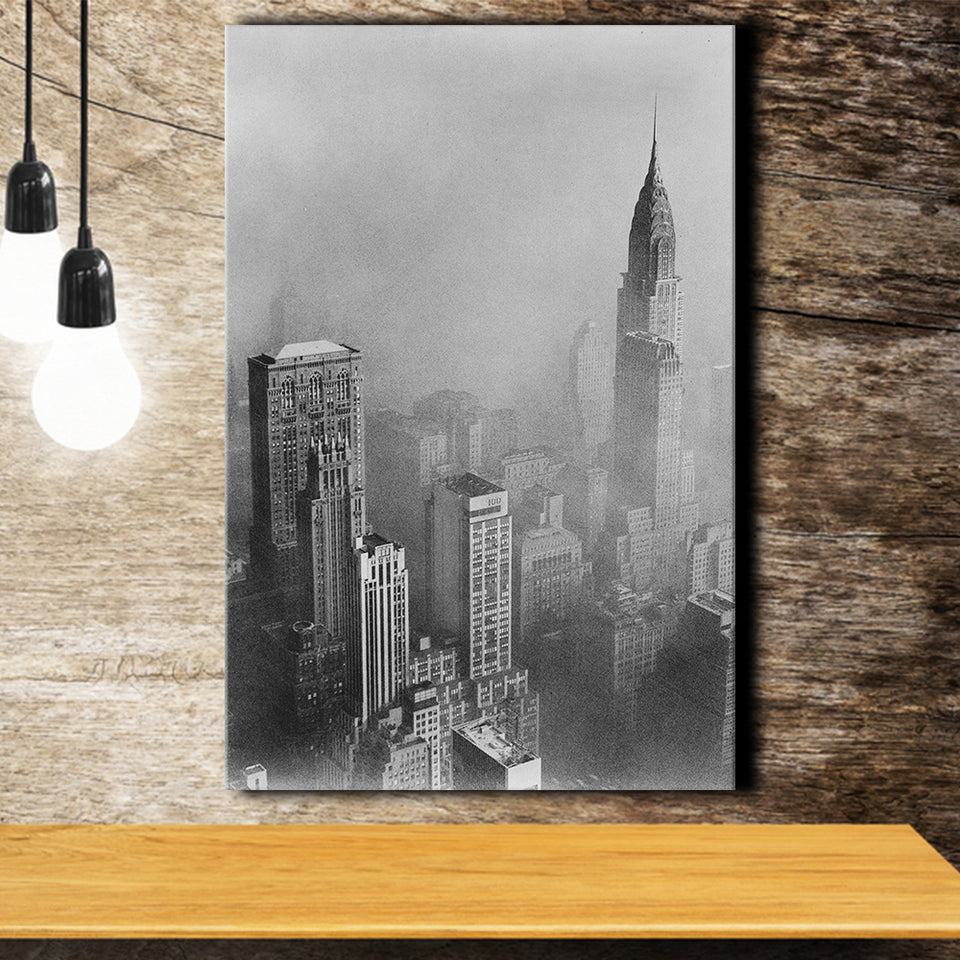 New York Cityscape Black And White Print, Empire State Building Canvas Prints Wall Art Home Decor