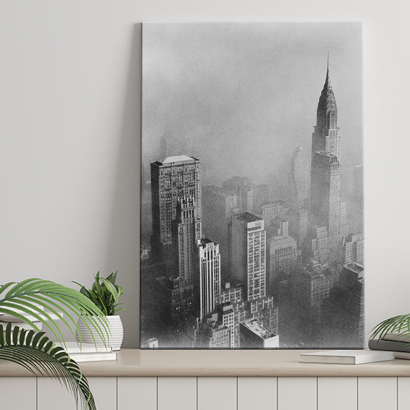 New York Cityscape Black And White Print, Empire State Building Canvas Prints Wall Art Home Decor