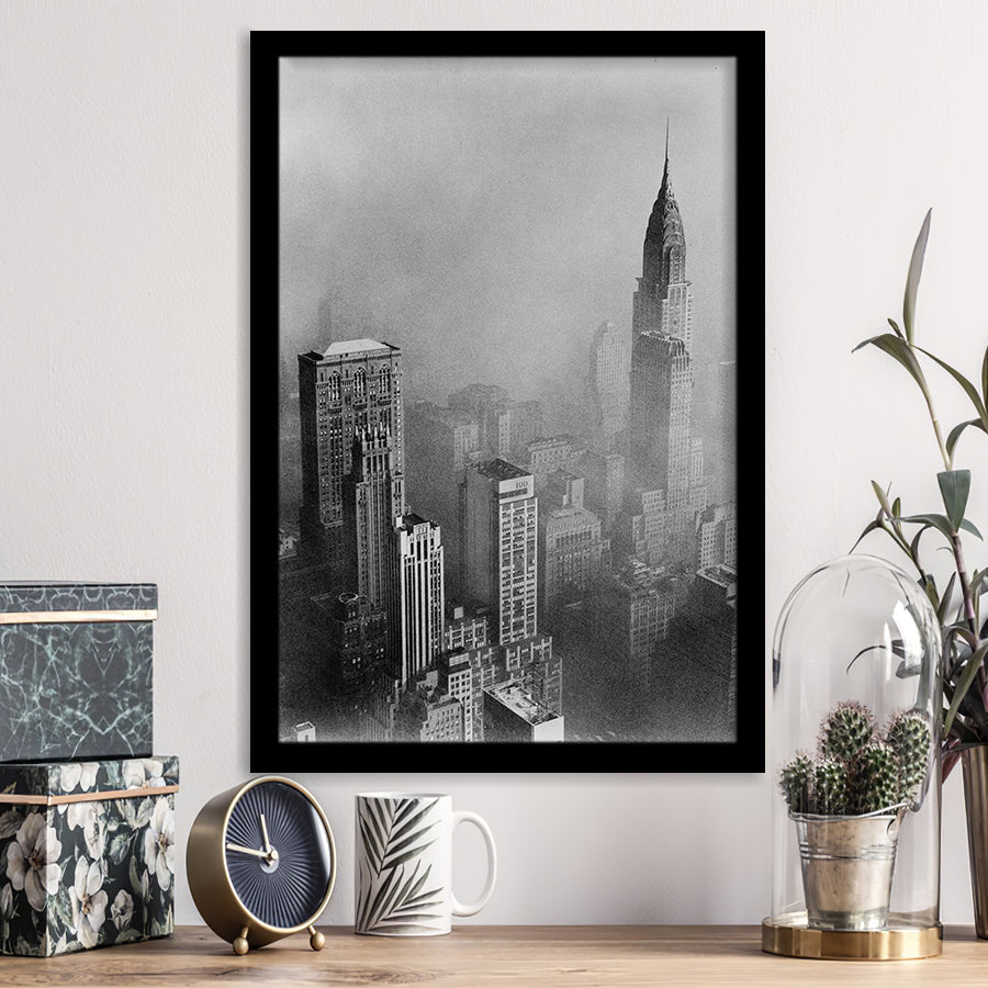 New York Cityscape Black And White Print, Empire State Building Framed Art Print Wall Art Decor,Framed Picture