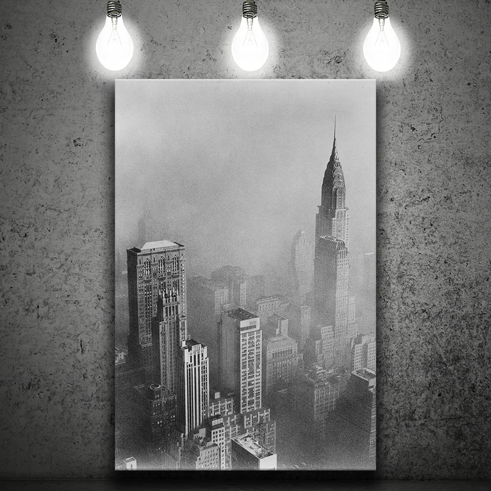 New York Cityscape Black And White Print, Empire State Building Canvas Prints Wall Art Home Decor