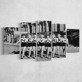New York Girls Black And White Print, Chorus Line 5 Panels, Canvas Prints Wall Art Decor, Large Canvas Art