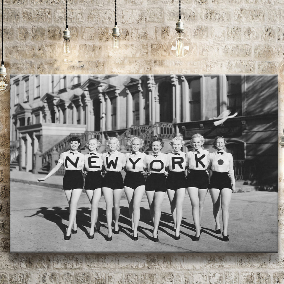 New York Girls Black And White Print, Chorus Line Canvas Prints Wall Art Home Decor