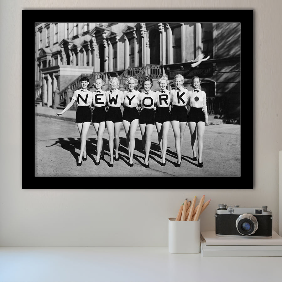 New York Girls Black And White Print, Chorus Line Framed Art Prints, Wall Art,Home Decor,Framed Picture
