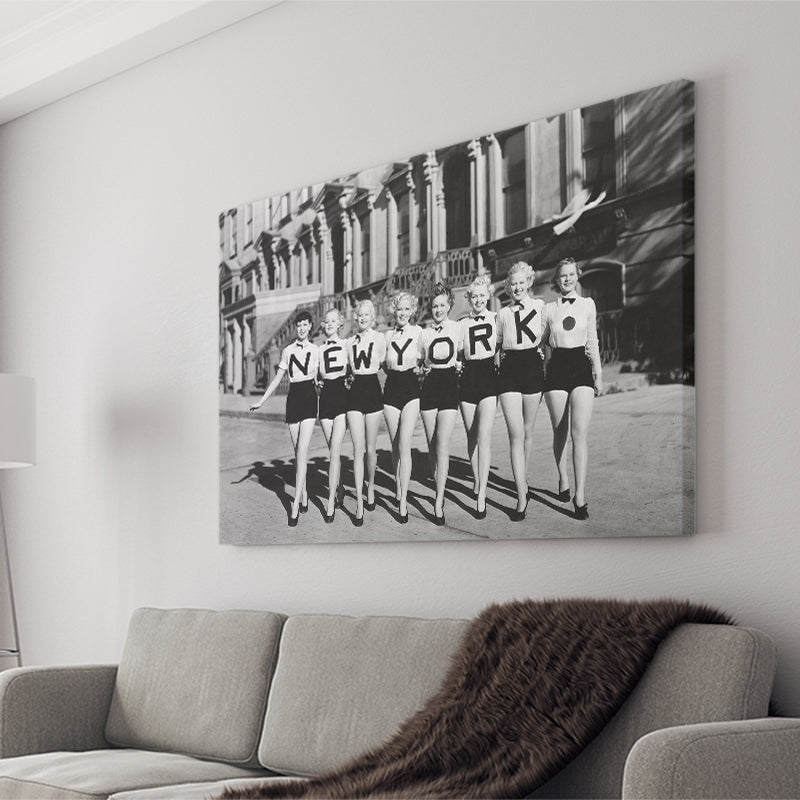 New York Girls Black And White Print, Chorus Line Canvas Prints Wall Art Home Decor