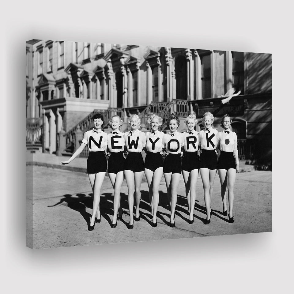 New York Girls Black And White Print, Chorus Line Canvas Prints Wall Art Home Decor