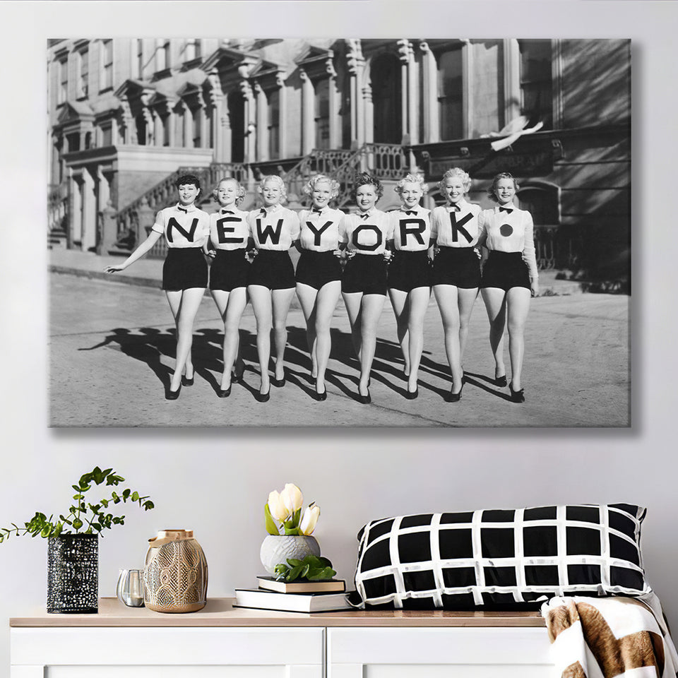 New York Girls Black And White Print, Chorus Line Canvas Prints Wall Art Home Decor
