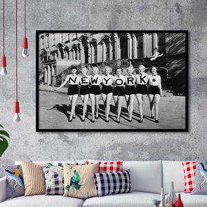 New York Girls Black And White Print, Chorus Line Framed Art Prints, Wall Art,Home Decor,Framed Picture