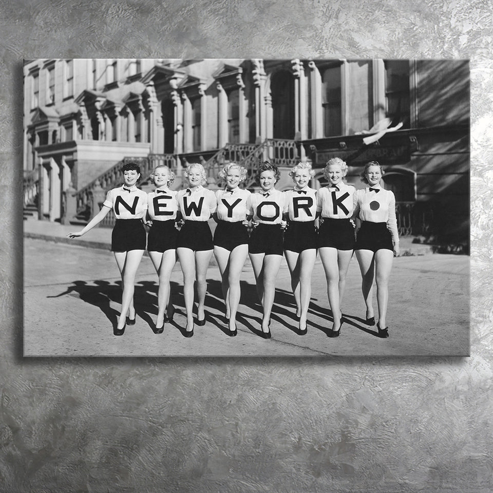 New York Girls Black And White Print, Chorus Line Canvas Prints Wall Art Home Decor