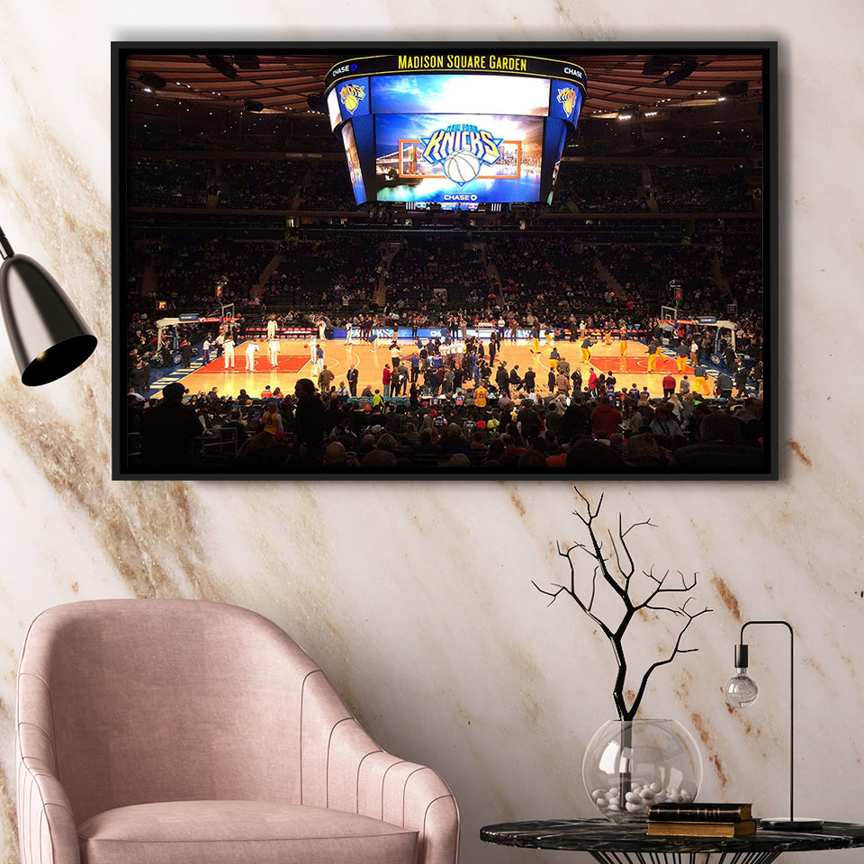 New York Knicks Stadium Framed Canvas Prints Madison Square Garden Wall,Sport Stadium Art Prints, Fan Gift