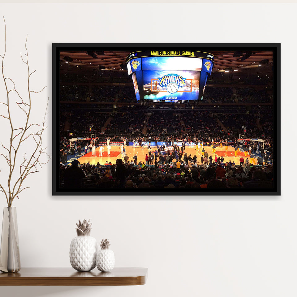 New York Knicks Stadium Framed Canvas Prints Madison Square Garden Wall,Sport Stadium Art Prints, Fan Gift