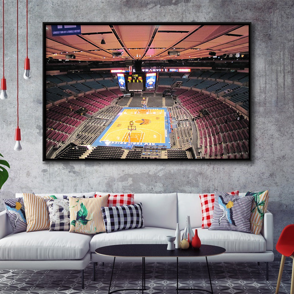 New York Knicks Framed Canvas Prints Wall Art Madison Square Garden,Sport Stadium Art Prints, Fan Gift