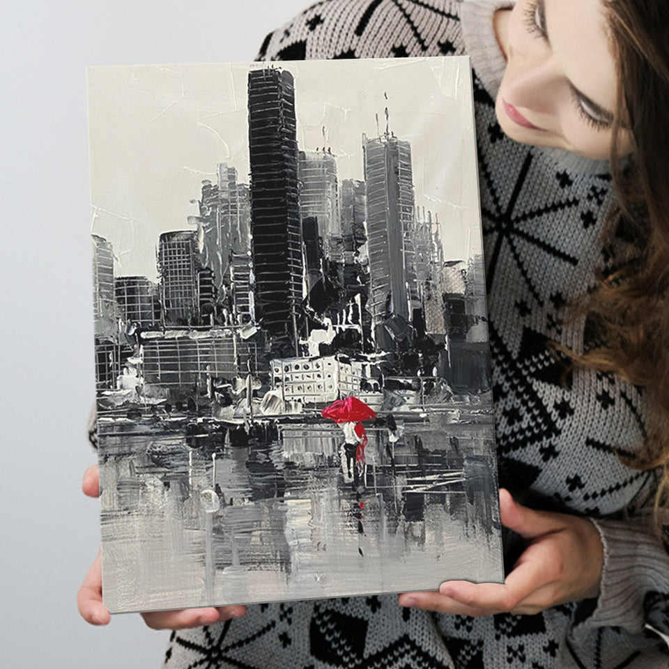 New York Painting Cityscape Painting Urban Abstract Canvas Prints Wall Art - Painting Canvas, Wall Decor, Home Decor