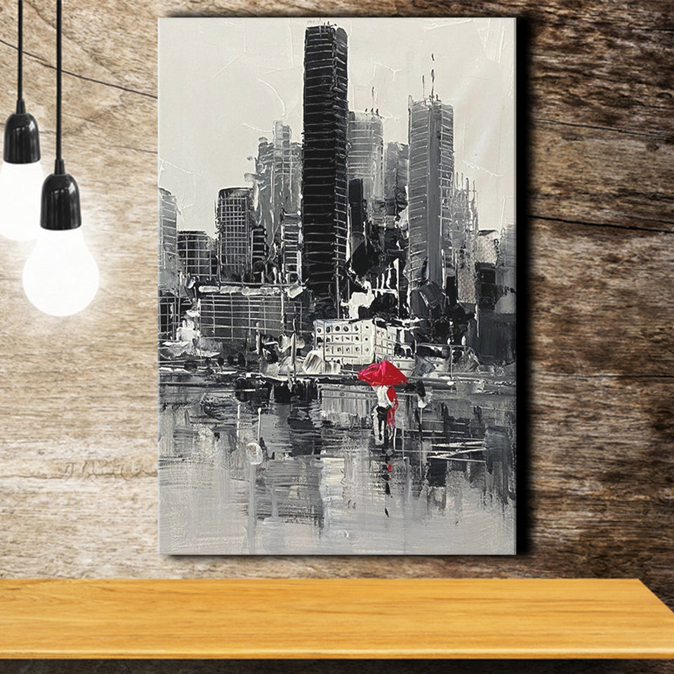 New York Painting Cityscape Painting Urban Abstract Canvas Prints Wall Art - Painting Canvas, Wall Decor, Home Decor