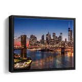 New York Street Night Lights Framed Canvas Wall Art - Framed Prints, Prints for Sale, Canvas Painting