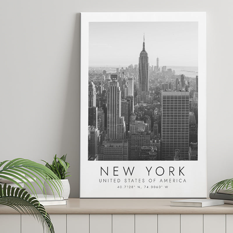 New York Usa 2 Black And White Art Canvas Prints Wall Art Home Decor