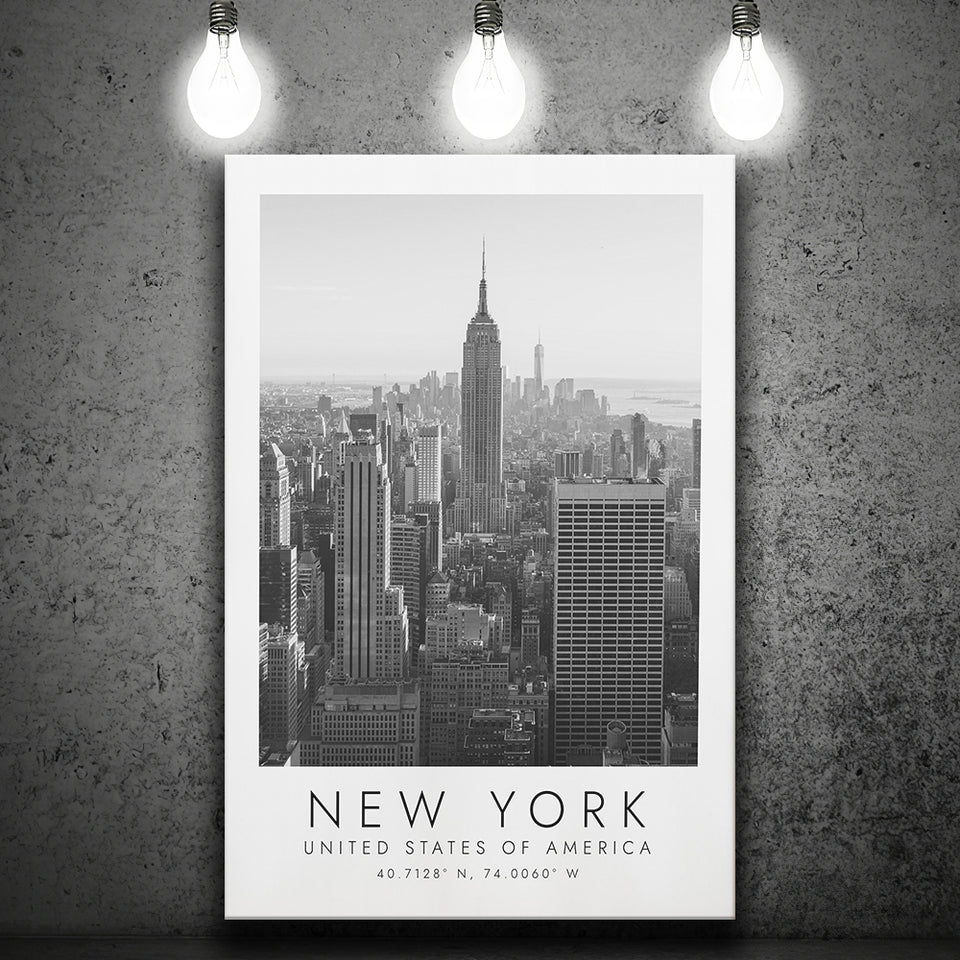 New York Usa 2 Black And White Art Canvas Prints Wall Art Home Decor