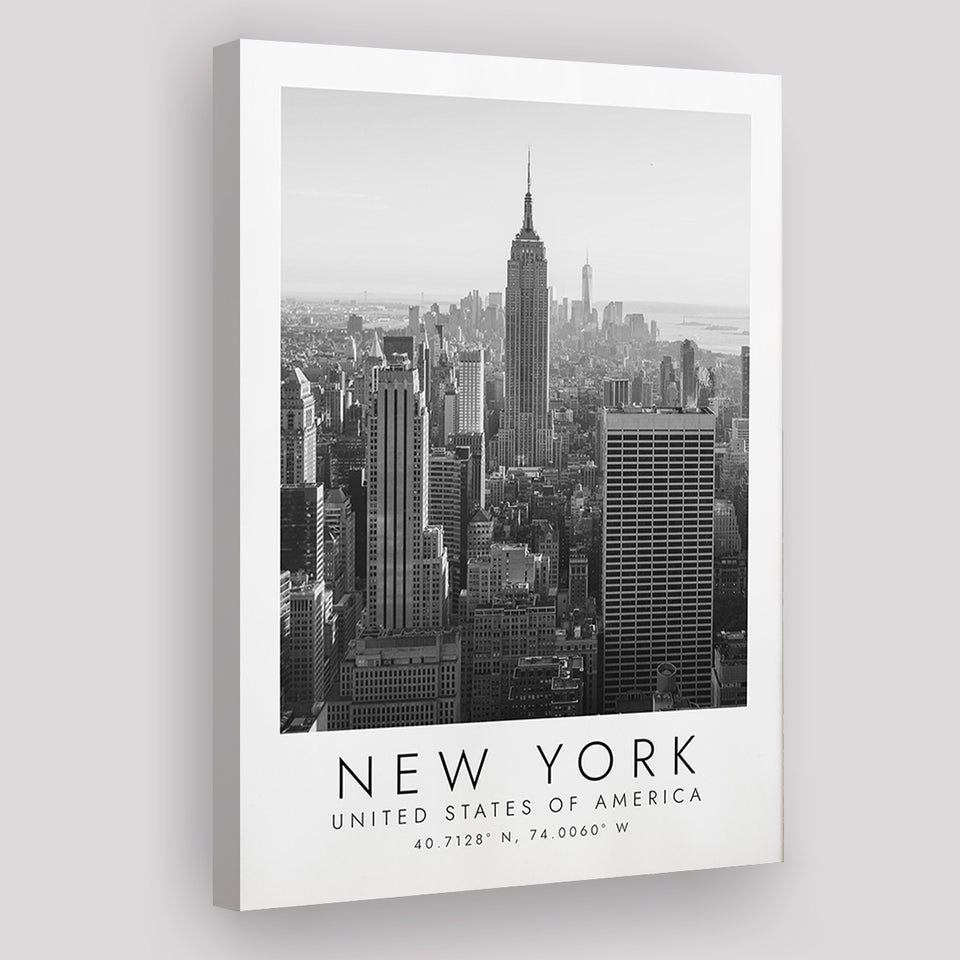 New York Usa 2 Black And White Art Canvas Prints Wall Art Home Decor