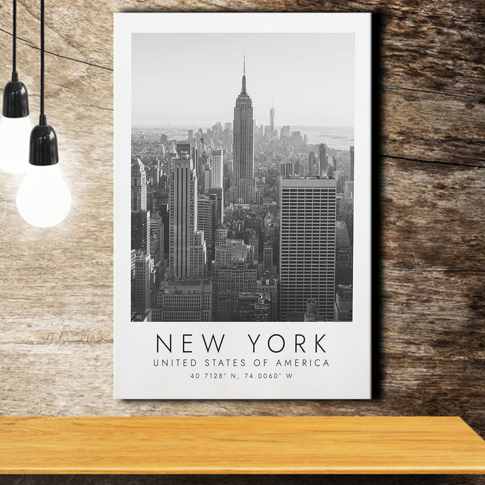 New York Usa 2 Black And White Art Canvas Prints Wall Art Home Decor