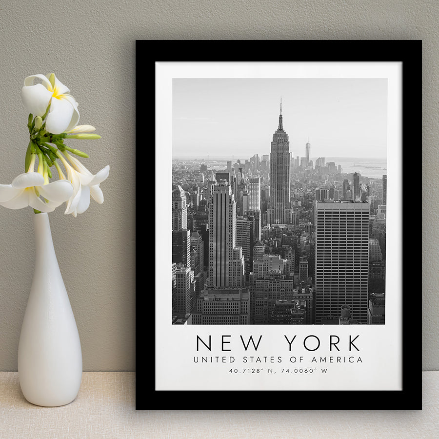 New York Usa 2 Black And White Art Framed Art Prints Wall Art Decor, Framed Picture