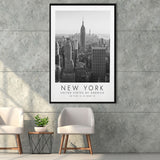 New York Usa 2 Black And White Art Framed Canvas Prints Wall Art Home Decor, Floating Frame