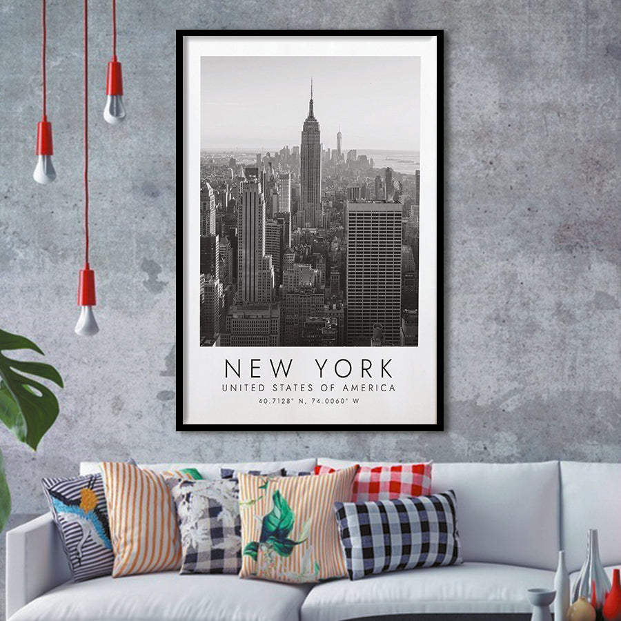 New York Usa 2 Black And White Art Framed Art Prints Wall Art Decor, Framed Picture