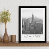 New York Usa 2 Black And White Art Framed Canvas Prints Wall Art Home Decor, Floating Frame