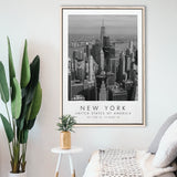 New York Usa Black And White Art Framed Canvas Prints Wall Art Home Decor, Floating Frame