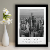 New York Usa Black And White Art Framed Art Prints Wall Art Decor, Framed Picture