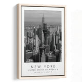 New York Usa Black And White Art Framed Canvas Prints Wall Art Home Decor, Floating Frame