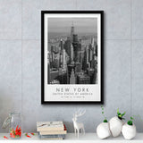 New York Usa Black And White Art Framed Canvas Prints Wall Art Home Decor, Floating Frame