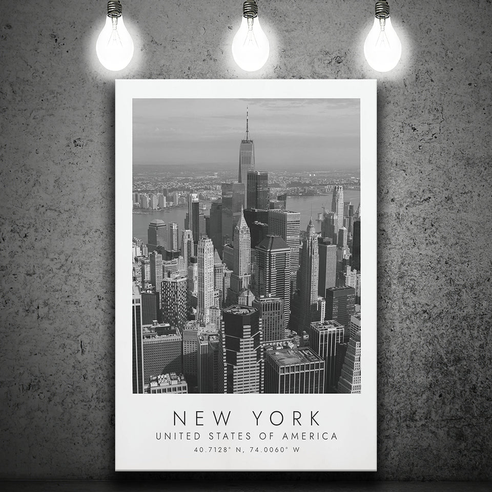 New York Usa Black And White Art Canvas Prints Wall Art Home Decor
