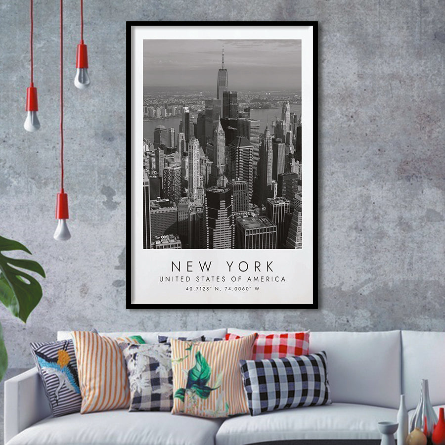New York Usa Black And White Art Framed Art Prints Wall Art Decor, Framed Picture