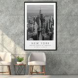 New York Usa Black And White Art Framed Canvas Prints Wall Art Home Decor, Floating Frame